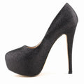 LOSLANDIFEN Sexy Women Pumps Ultra High Heels Glitter Gold Shoes 14cm Platform Round Toe Ladies Wedding Party 817-1Gitter