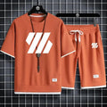 Mens Sports Suit Fashion Short Sleeve Tracksuit Men Suits Summer Men's Two Piece Set Linen Fabric Casual T-Shirt and Shorts Set