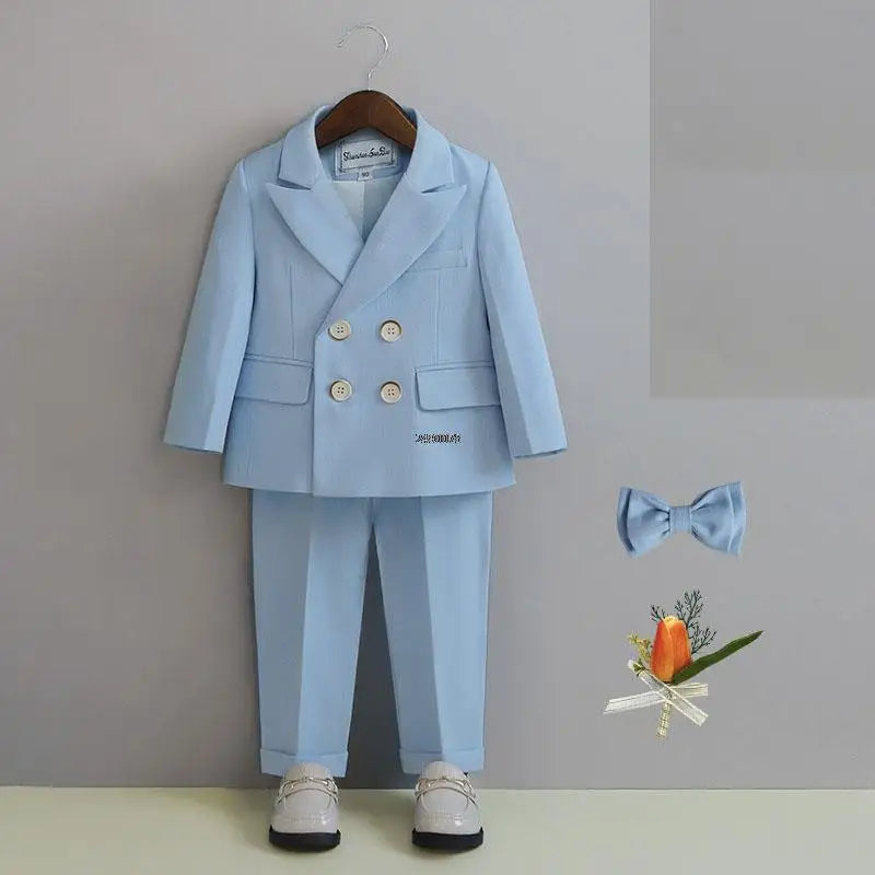 Flower Boys Photography Suit Baby Kids Formal Ceremony Costume Children Birthday Wedding Party Dress Performance Tuxedo Set