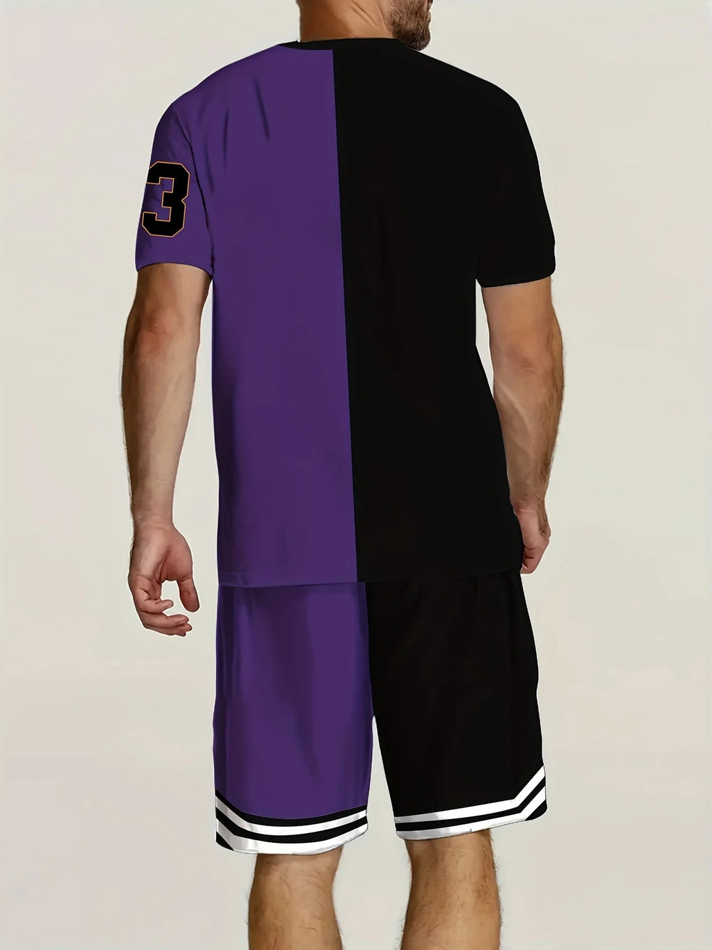 Men's Summer Fashion 2-Piece Set: Chicago Printed T-Shirt & Shorts - Casual Polyester Blend, Machine Washable