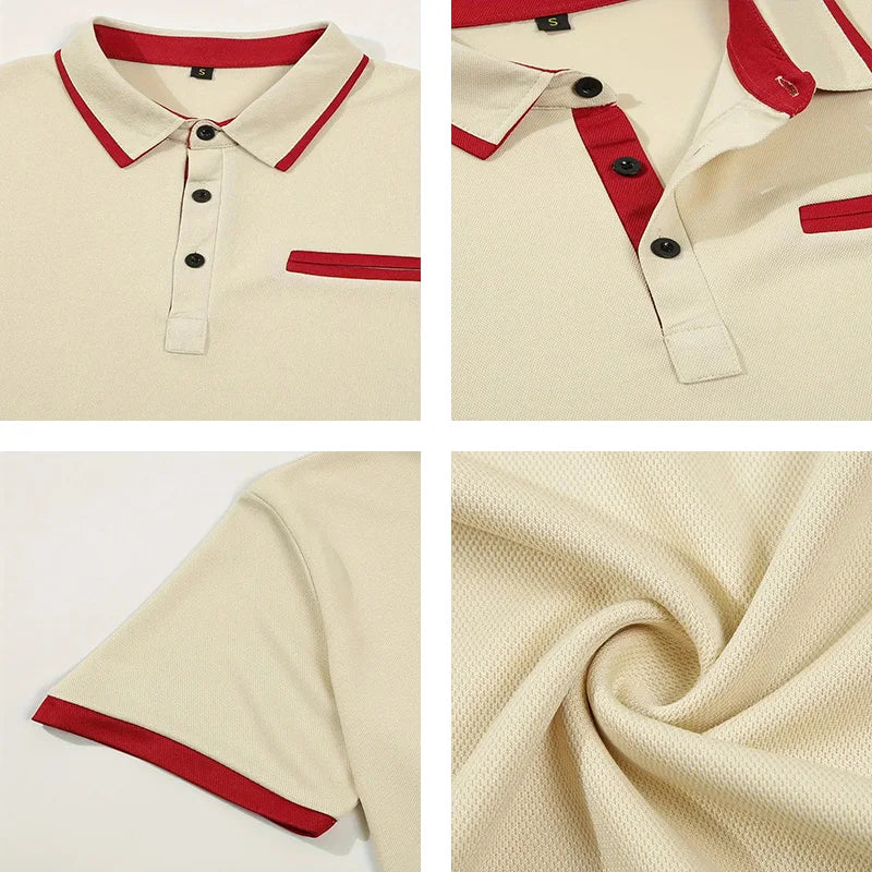 Summer Men's Short sleeved Polo Shirt Business Casual Collar T-shirt Plus Size Breathable Top European and American Plus size