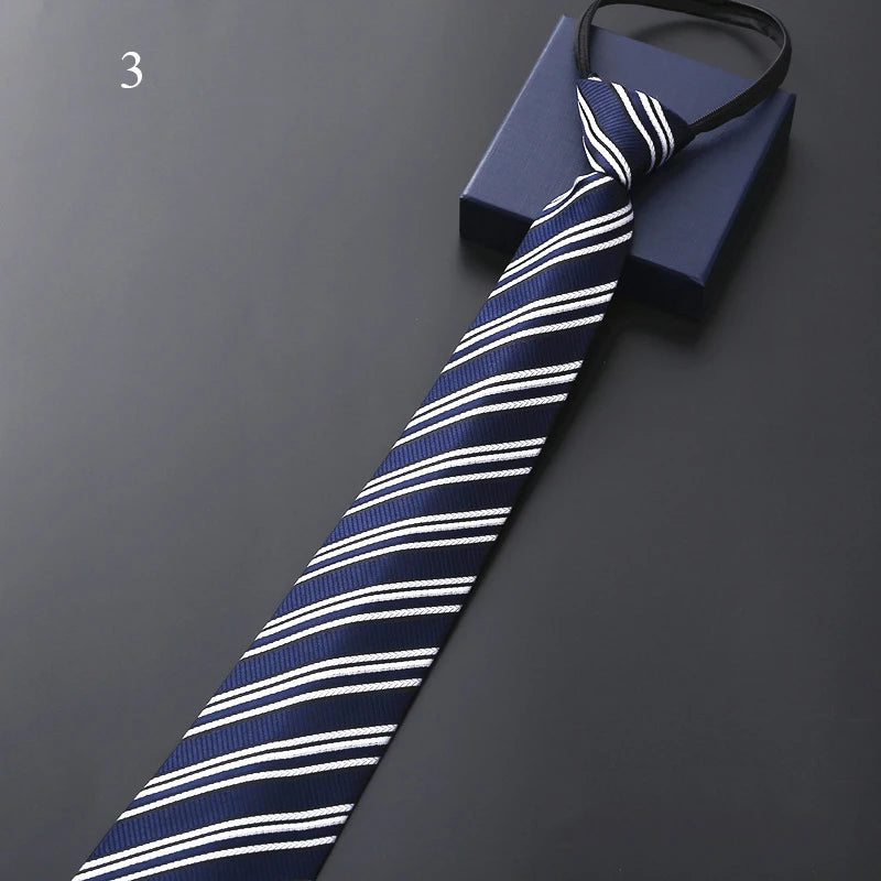Lazy Zipper Jacquard Men's Tie Business Formal Wear Black Cravat Necktie Accessory Wedding Party Gift Fashion Daily Wear 48x8CM