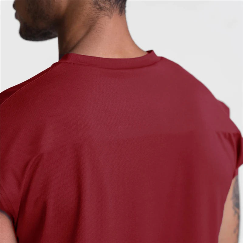 Summer Fashion Fitness Tank Top Men Sports Vest Gym Clothing Bodybuilding Muscle Exercise Running Quick Dry Sleeveless T-Shirt