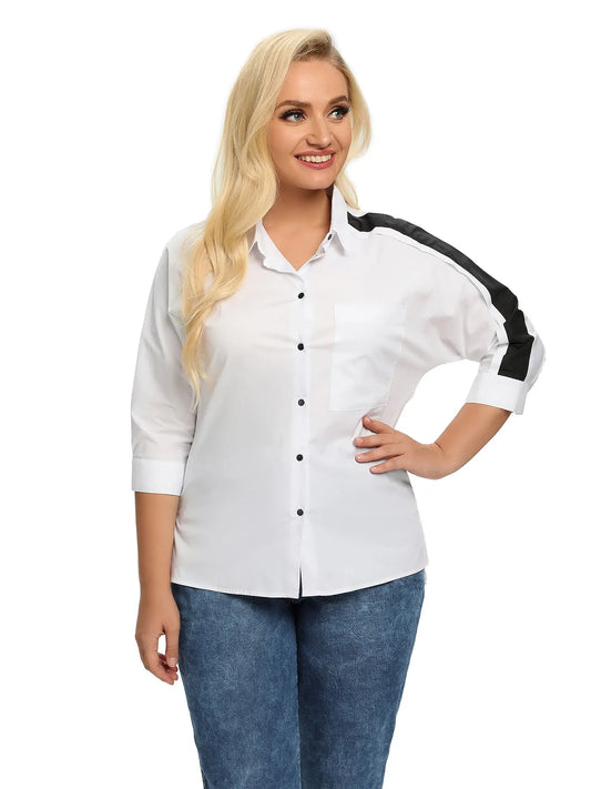Women Plus Size Woven Spring And Autumn Fashionable Shirt