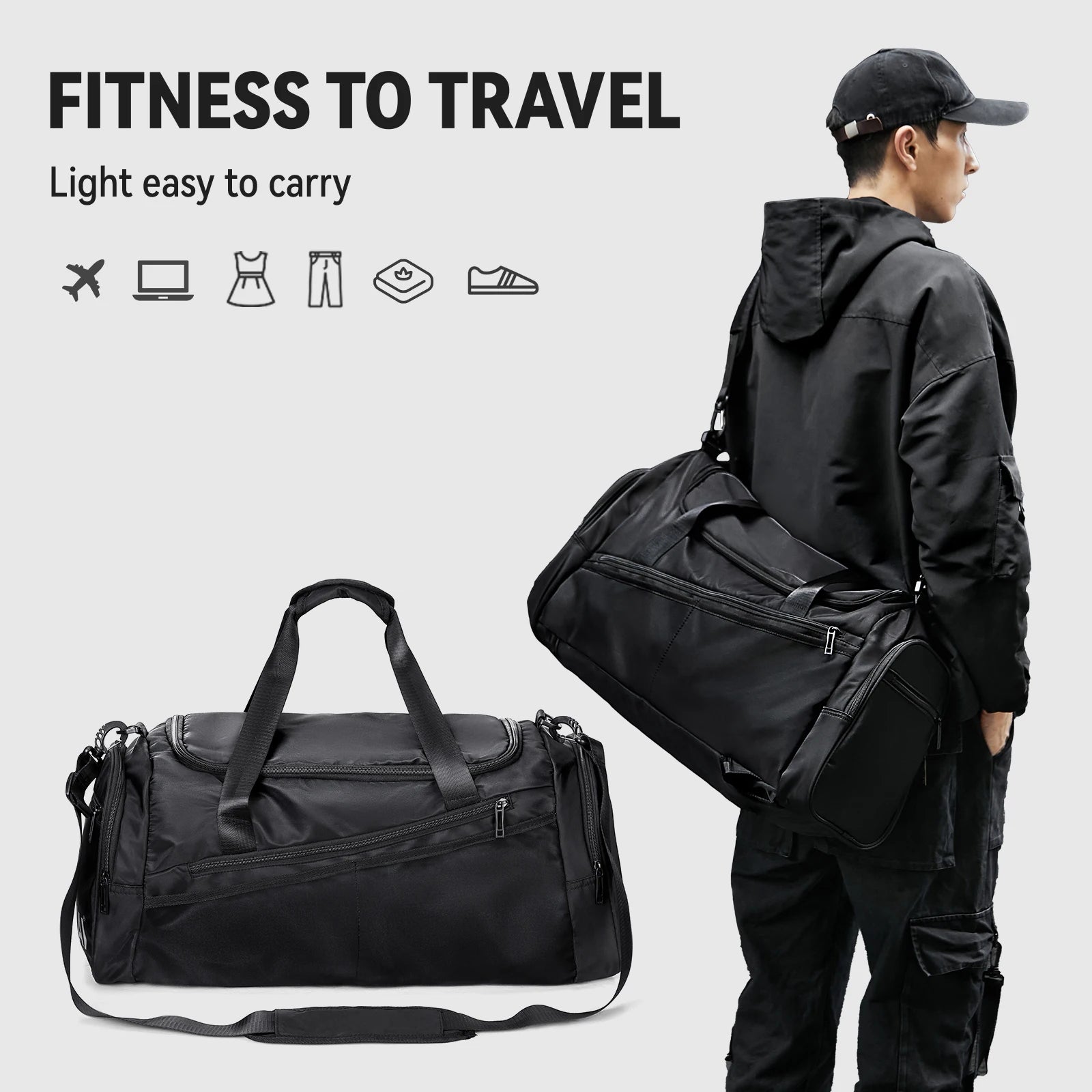 Trendy Large Capacity Short Distance Travel Bag, Portable Dry Wet Separation Sports Backpack Gym Yoga Shoulder Bag, Storage Bag