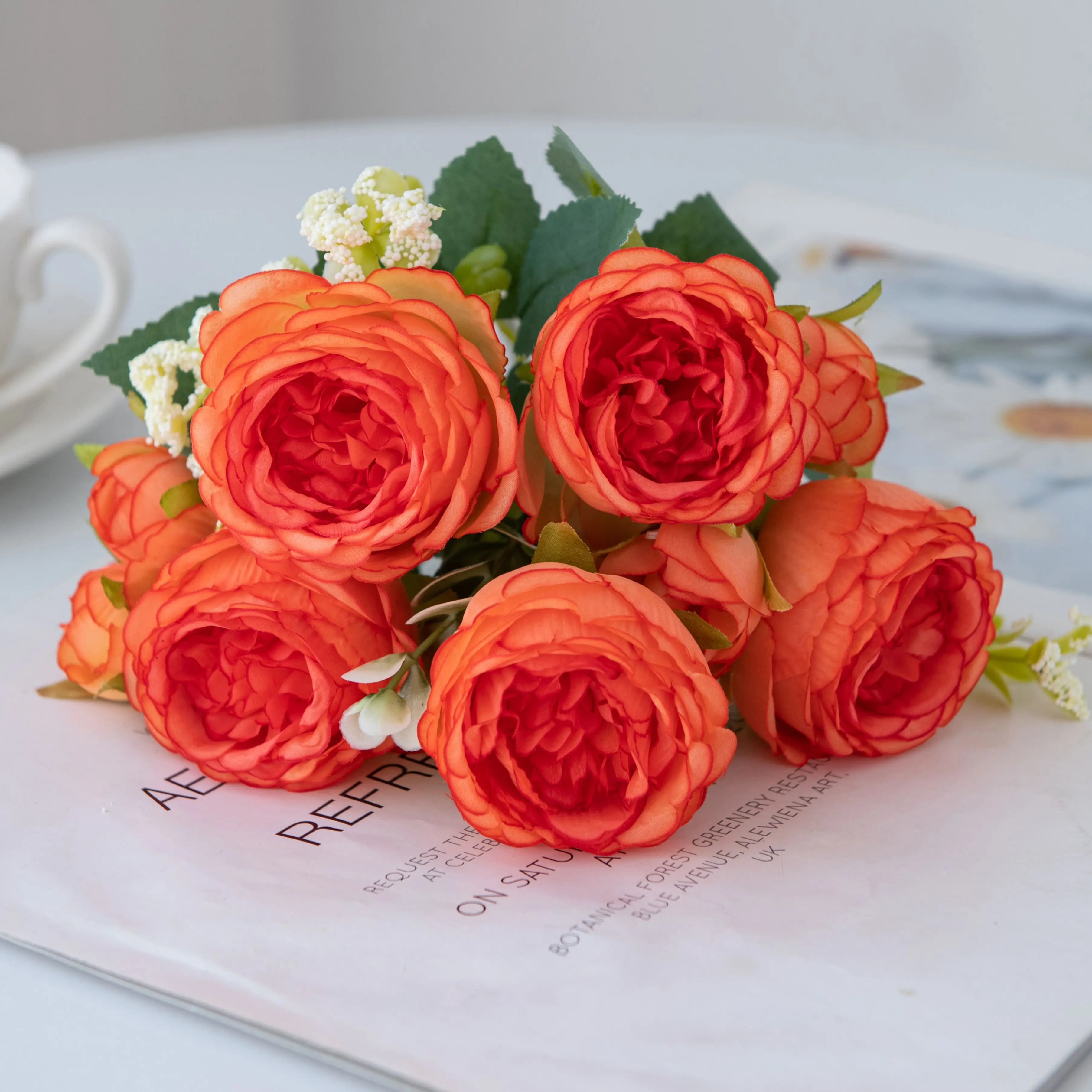 Fake Silk Peony Vases for Home Decor Christmas Garland Wedding Party Living Room Bouquet Decoration Accessory Artificial Flowers