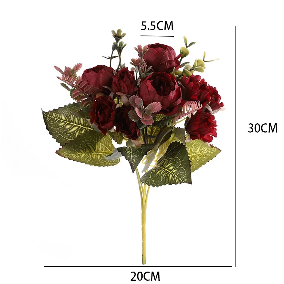 1pcs/30cm Rose Pink Silk Bouquet Peony Artificial Flower  Bride Wedding Home Decoration Artificial Flower Wedding Home Decor