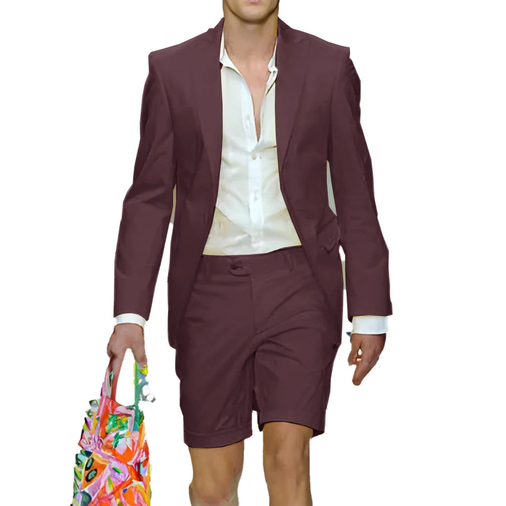 Fashion Yellow Suit for Mens Summer Jacket Shorts Suit 2 Piece Set Wedding Groom Tuxedo Formal Blazer Customized