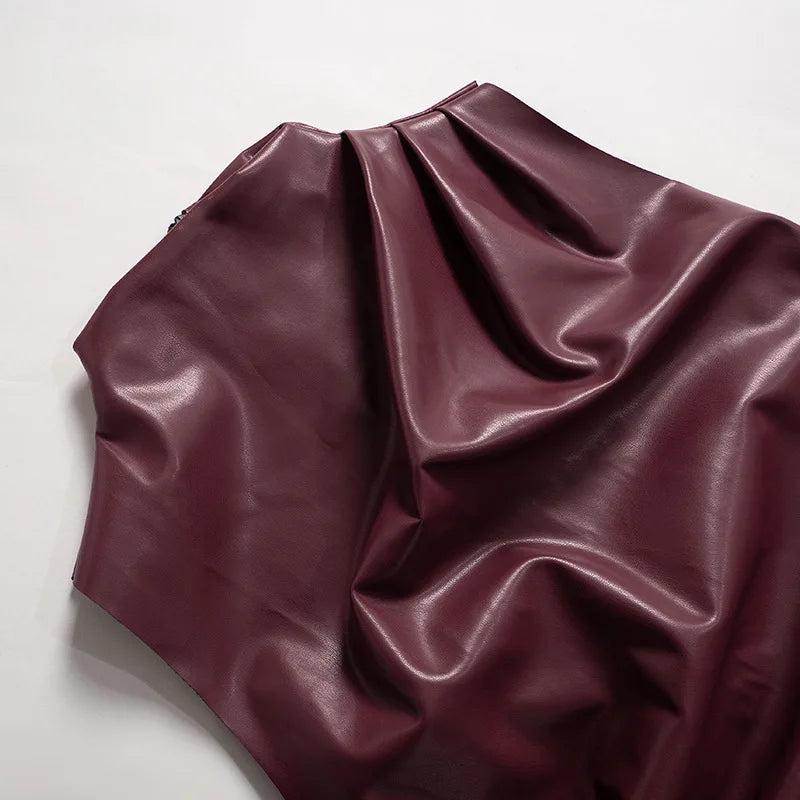 New Fashion Solid Color Leather Stacked Collar Personalized Waist Straightening Sleeveless Top For Women