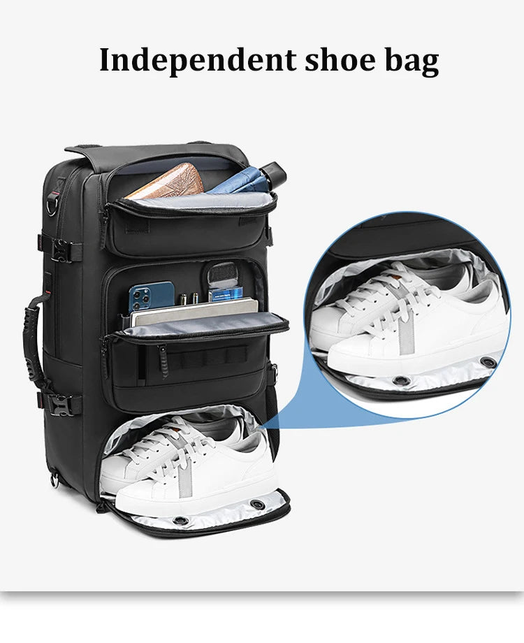 Men Travel backpack waterproof 17 inch Business Laptop Backpack with Separate Shoe Bag USB charging 50L outdoors Hiking Backpack