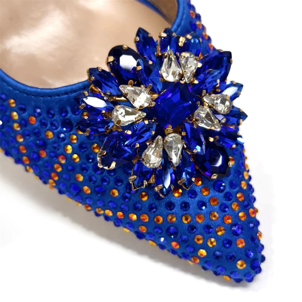 Venus Chan Nigerian Women Heel Party Ladies Italian Design Shoes And Bag Set Decorated with Rhinestone Handbag Wedding Party