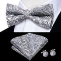 Hi-Tie Pink Dot Silk Mens Pre-tied Bow Tie Hanky Cufflink Set Dusty Pink Butterfly Knot Bowtie for Male Wedding Business