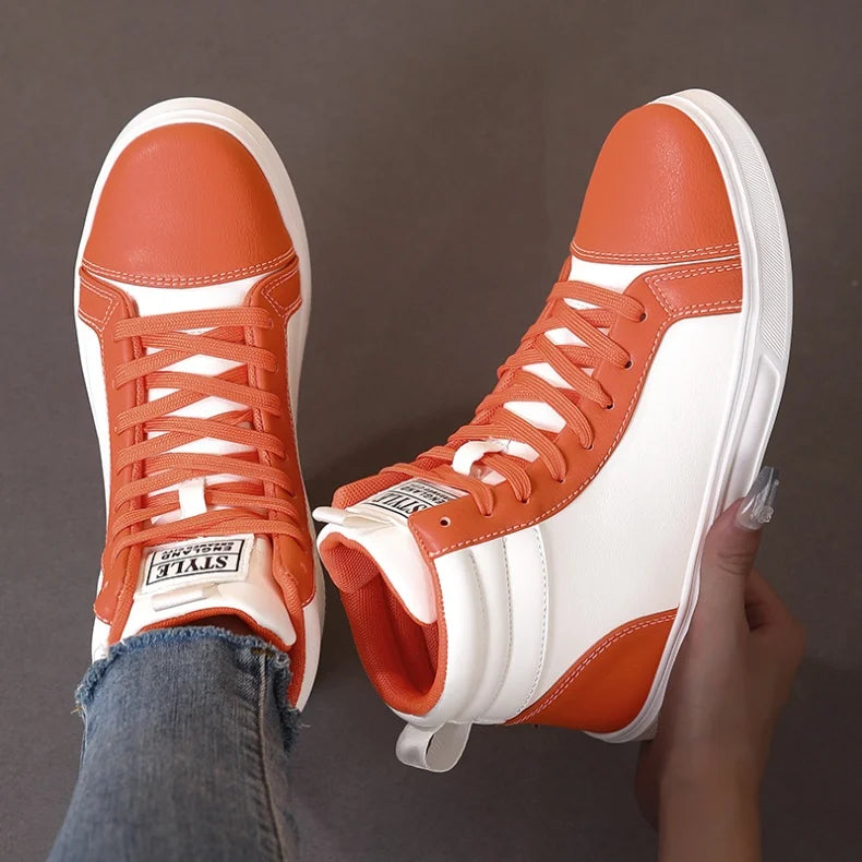 2025 Spring Fashion Red Men's Sneakers High Top Skateboarding Shoes for Men Women Comfortable Unisex Leather Sneakers Size 35-46