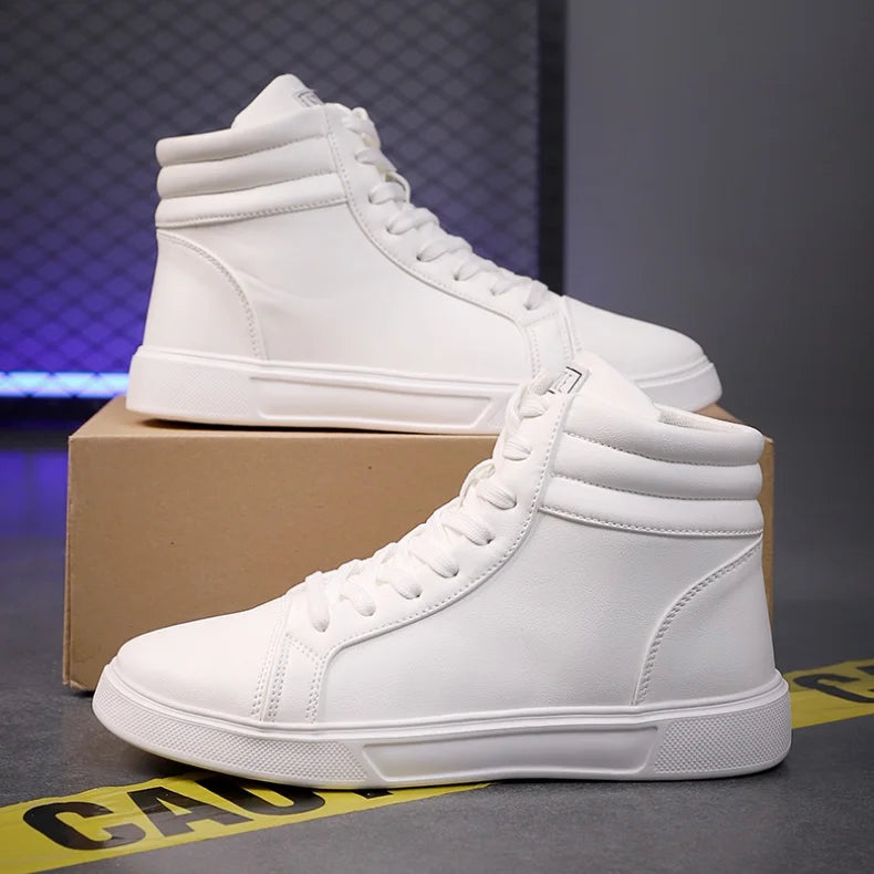 2025 Spring Fashion Red Men's Sneakers High Top Skateboarding Shoes for Men Women Comfortable Unisex Leather Sneakers Size 35-46