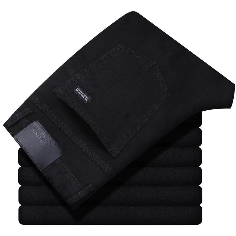 2024 New high-quality Fashion Casual Cotton Business Black  Denim Pants Male Trousers Men's Stretch Regular Fit Jeans