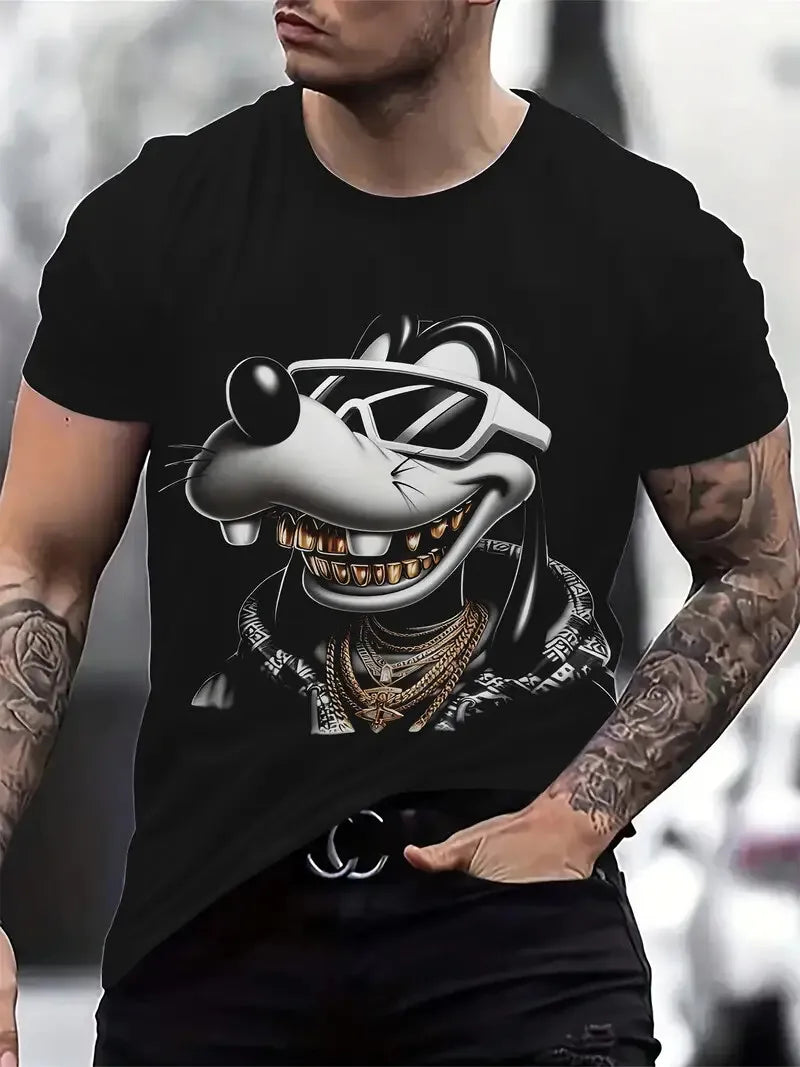 Funny Men's T Shirt Cartoon Duck Print Summer Casual Short Sleeve Pullover Fashion T-shirts Outdoor Male Overszied Clothing