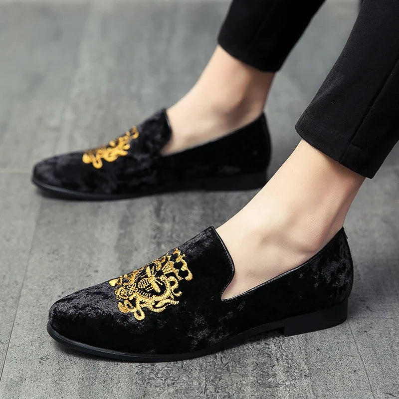 Men's Suede Embroidery Moccasins – Casual Wedding Loafers Big Size