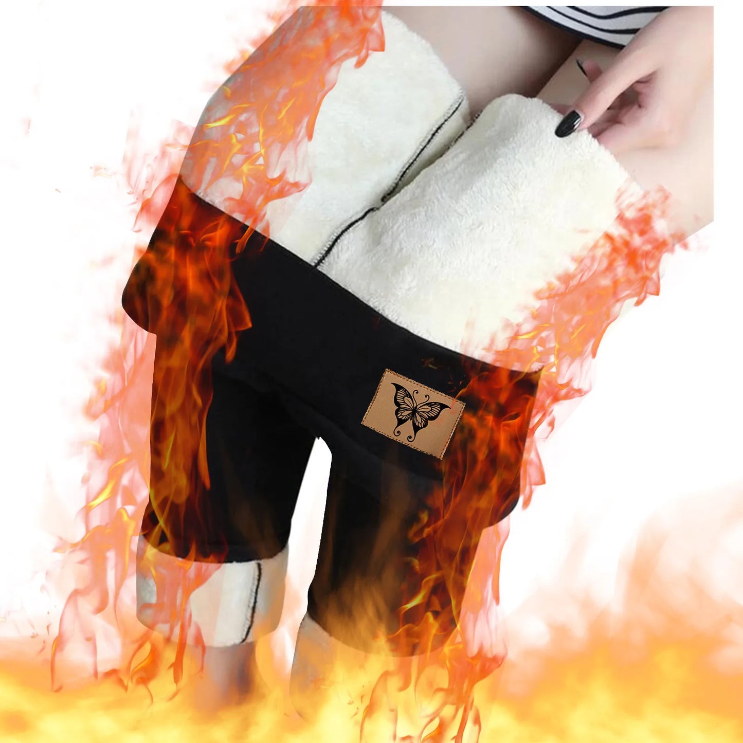 Winter Women Leggings Fleece Lined Velvet Keep Warm Pants High Waist Leggings Solid Color Comfortable Stretchy Thermal Trousers