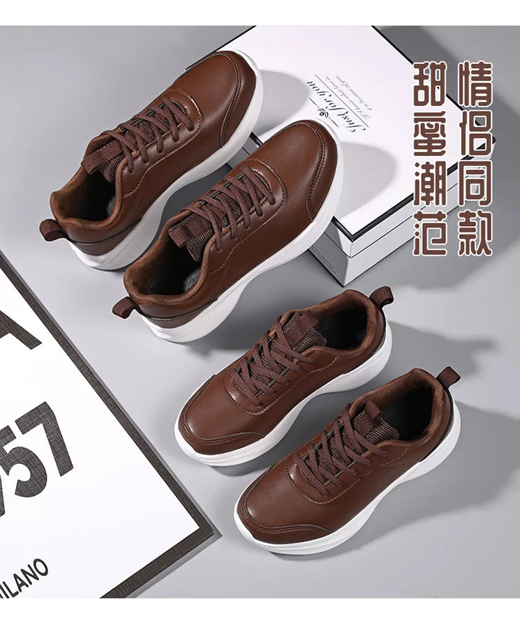 Women Men Shoes 2024 Autumn PU Leather Men's Sneakers Non-slip Casual Footwear Trainer Men Tenis Masculino Zapatillas Hombre