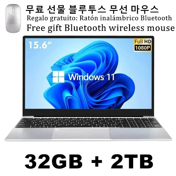 QMDZ 15.6" Laptop Computer Intel Celeron N5095 Notebook PC 16GB 32GB Ram 128GB-2TB SSD Office Study PC Windows 11 1080P Laptops