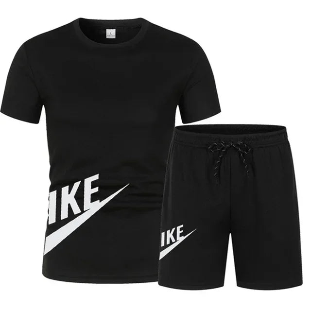 2025 Summer Sports Men's Suit Running 3d Printed Top Casual T-shirt + Shorts 2-piece Jogging Breathable Quick-drying Clothing