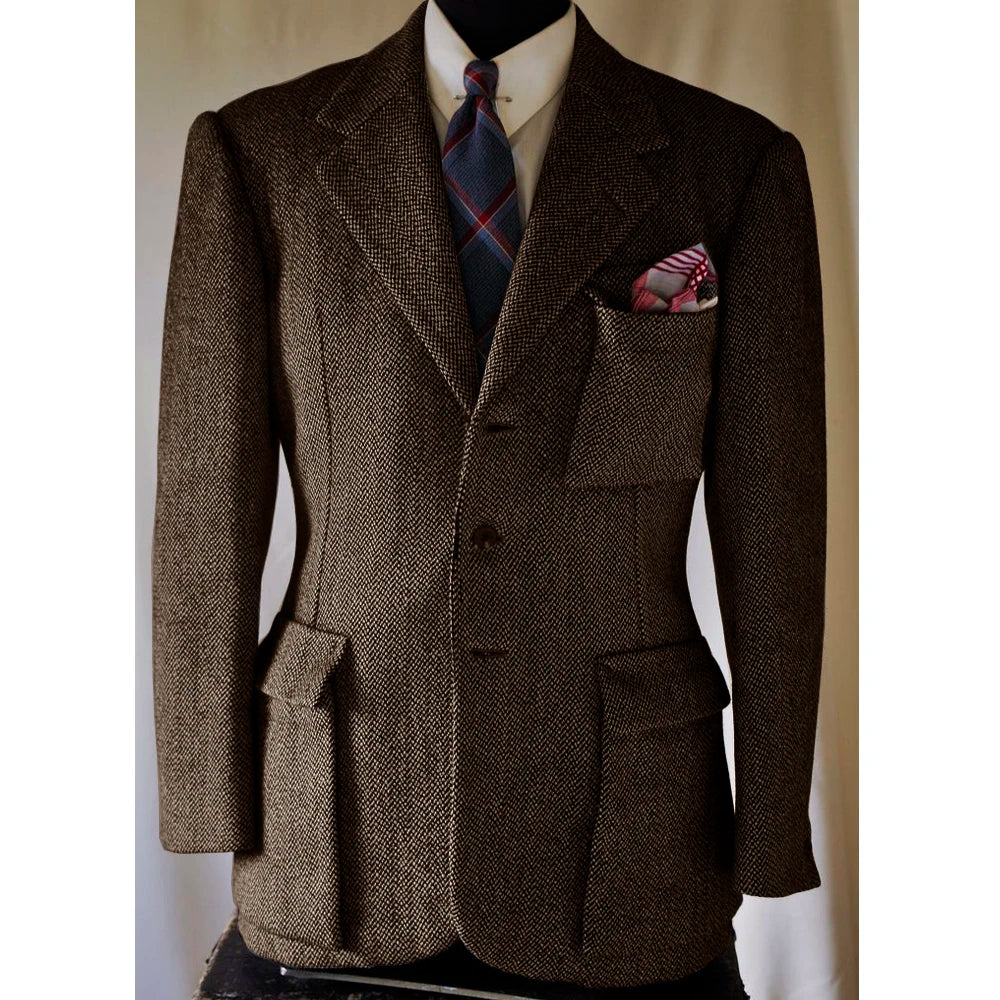 Jackets Man Winter Men's Winter Men's Herringbone Pattern New Jacket Single Breasted Casual High Quality Jacket Outerwear Autumn