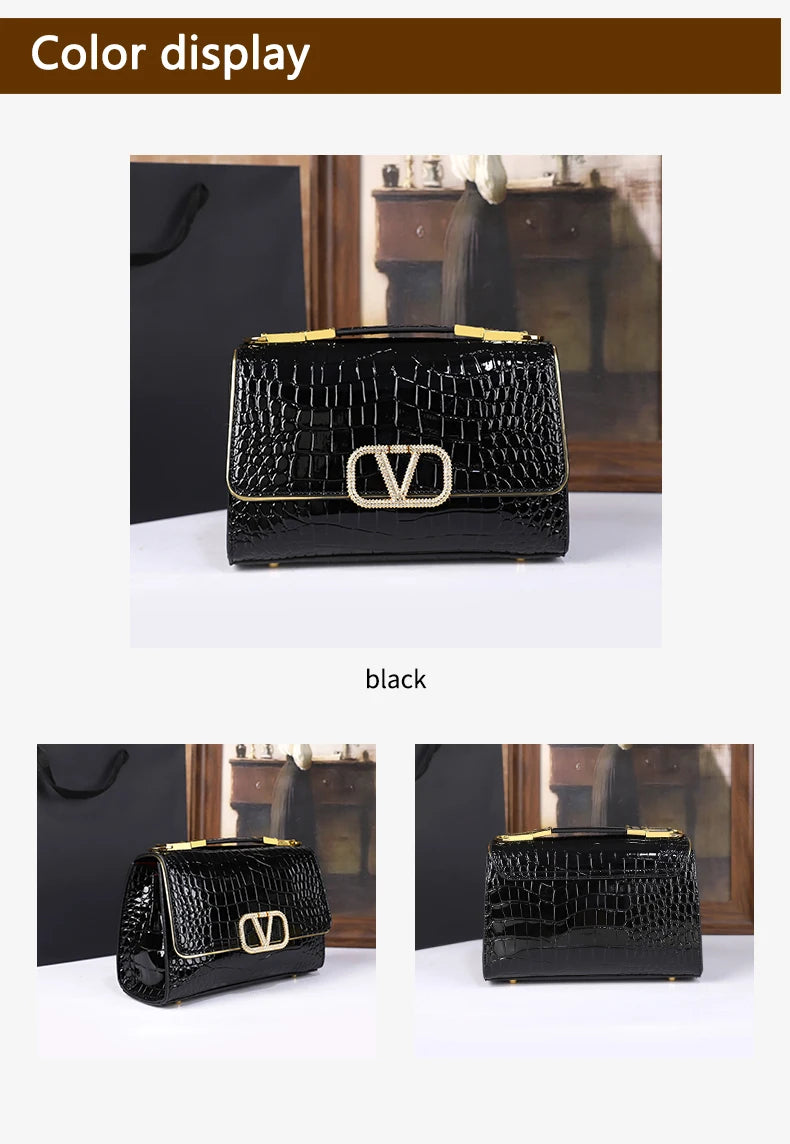 2025 New Fashion Crocodile Pattern Handbag High-End Sensation Unique Small Retro Shoulder Crossbody Bag Versatile Stylish Mini