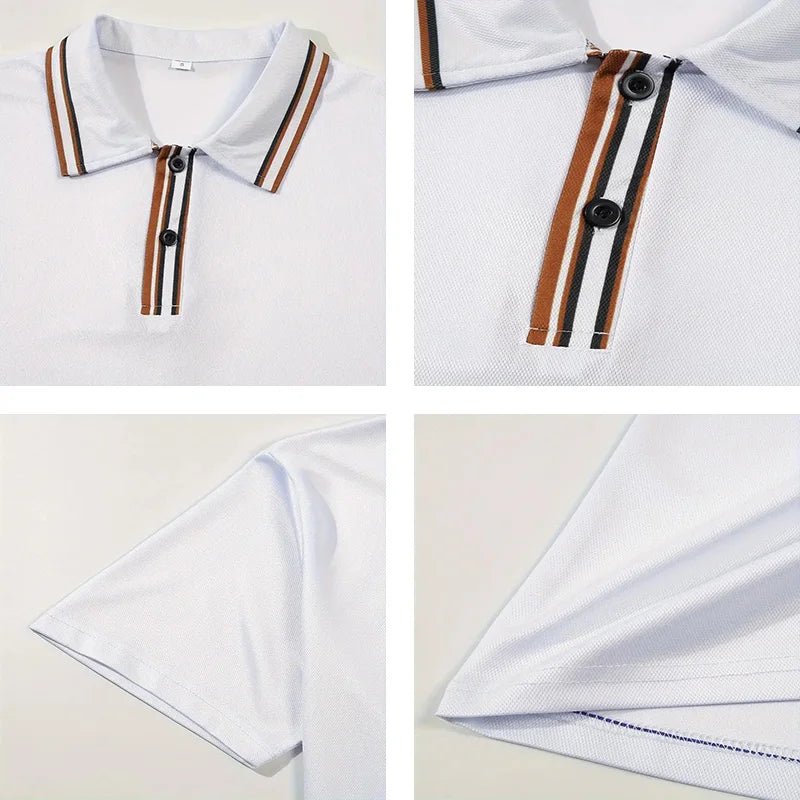 Summer Men's Short sleeved Polo Shirt Business Casual Collar T-shirt Plus Size Breathable Top European and American Plus size