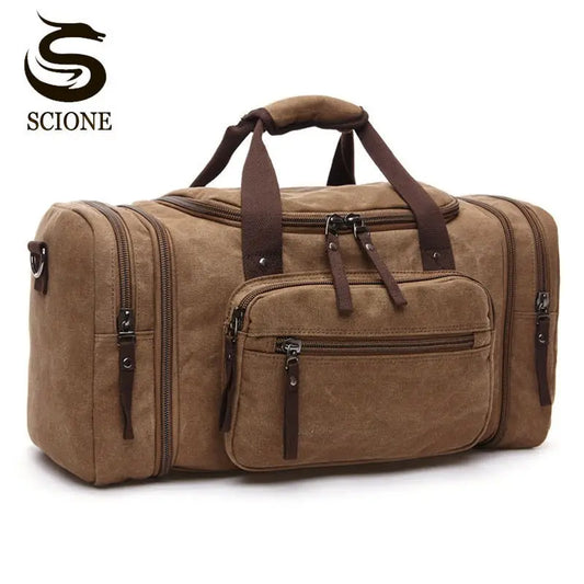 Travel Handbag for Men Hand Luggage Bags Canvas Travel Duffle Bag Weekend Shoulder Bagpack Multifunctional Lightweight Handbags