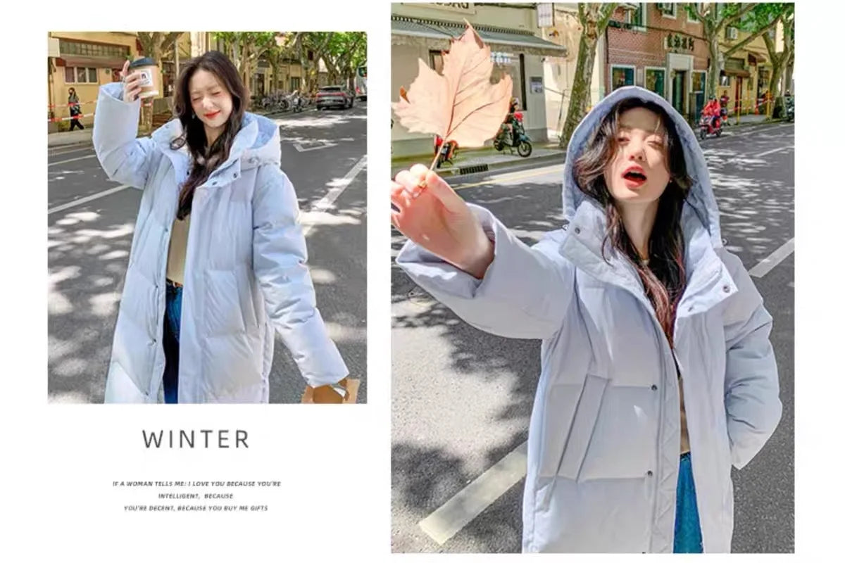 2025 Winter Women Jacket Coats Long Parkas Female Down Cotton Hooded Overcoat Thick Warm Jackets Windproof Casual Student Coat