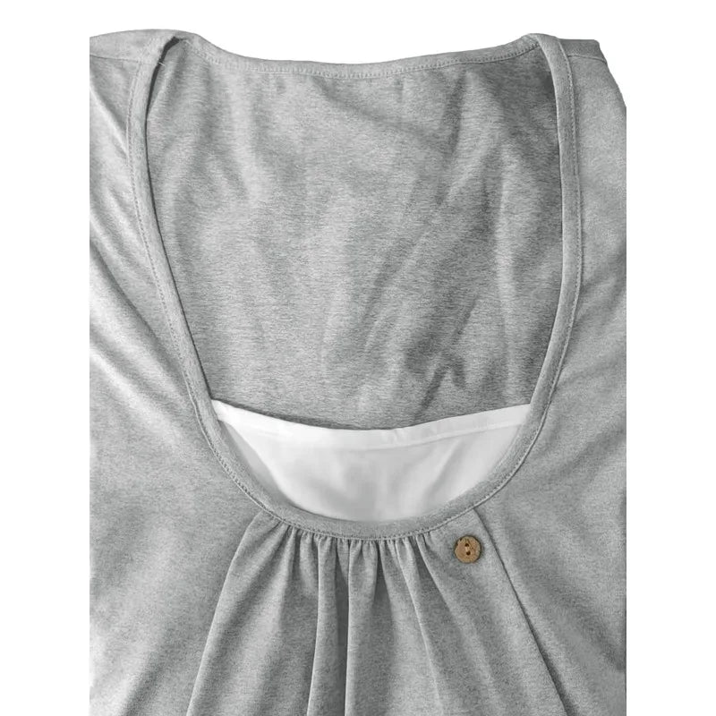 Plus Size New Womens Button Ruffle Tunic Tops Ladies Short Sleeve Autumn Casual Loose T Shirts Clothing