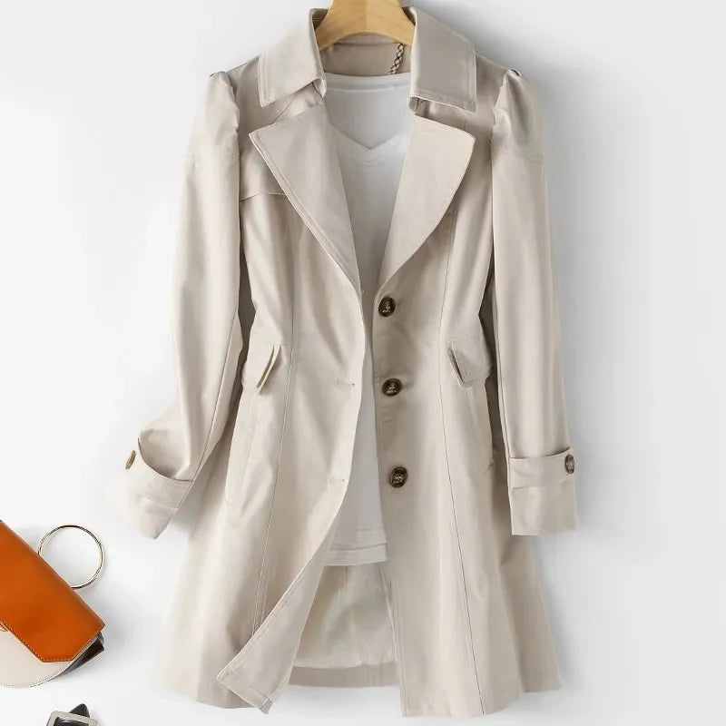 2025 New Spring Autumn Trench Coat Women Korean Double Breasted Mid-Long Female Trench Coat Overcoat Windbreaker Ladies Outerwea