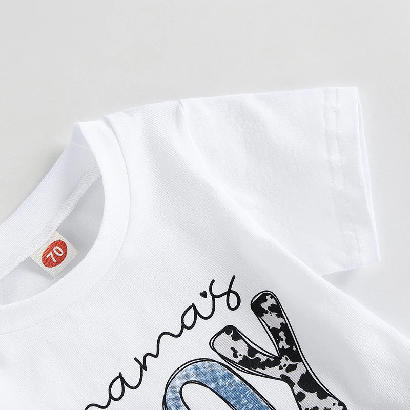 VISgogo Toddler Baby Boys Clothes Set Short Sleeve Letter Print T-shirt Elastic Waist Drawstring Shorts Summer Casual Outfit