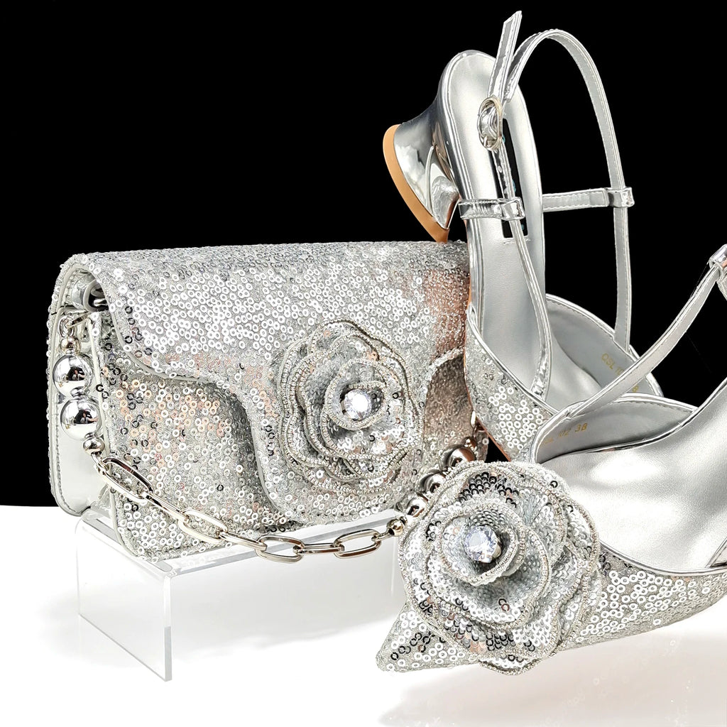 Elegant Handbags and Medium Heel shoes