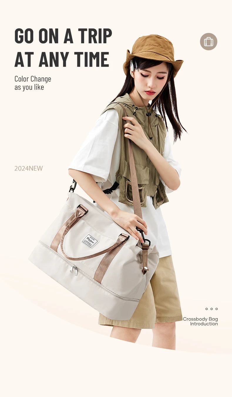 Weekender Bags for Women,Personal Item Travel Bag with Shoes Compartment,Overnight Travel Duffel Bag with Toiletry Bag