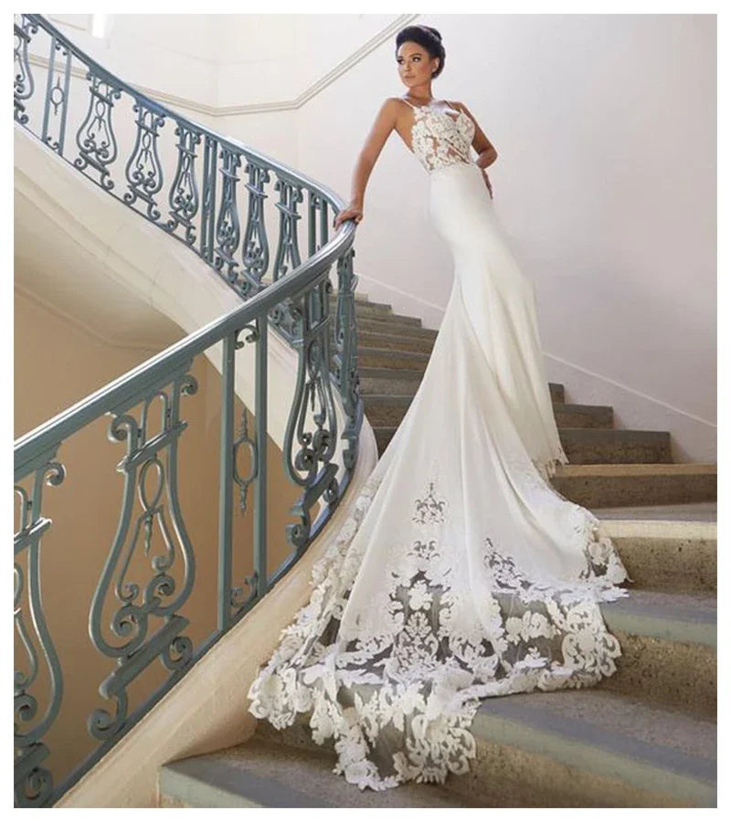 Mermaid Lace Wedding Dress Vestidos de novia Vintage Sweetheart Neck Bridal Gowns Sexy Backless Wedding Dresses