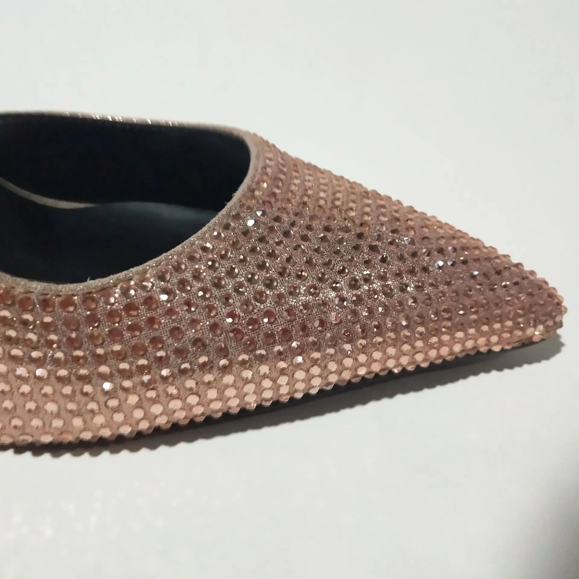 2025Women's Sexy Silk Rhinestone Pumps Belt Buckle Back Hollow Pointed Toe Thin Heel Sandals Pumps Female High Heels Party Shoes