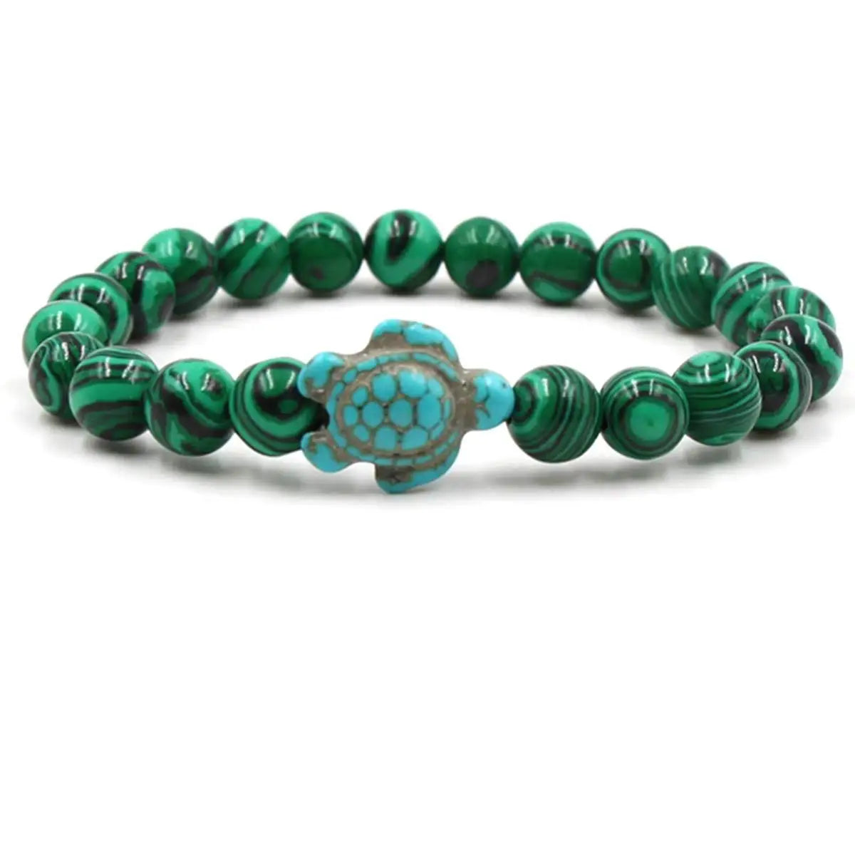 Turquoise Turtle Beads Bracelets for Women Men Tiger Eye Lava Rock Natural Stone Elastic Stretch Bracelet Beach Jewelry