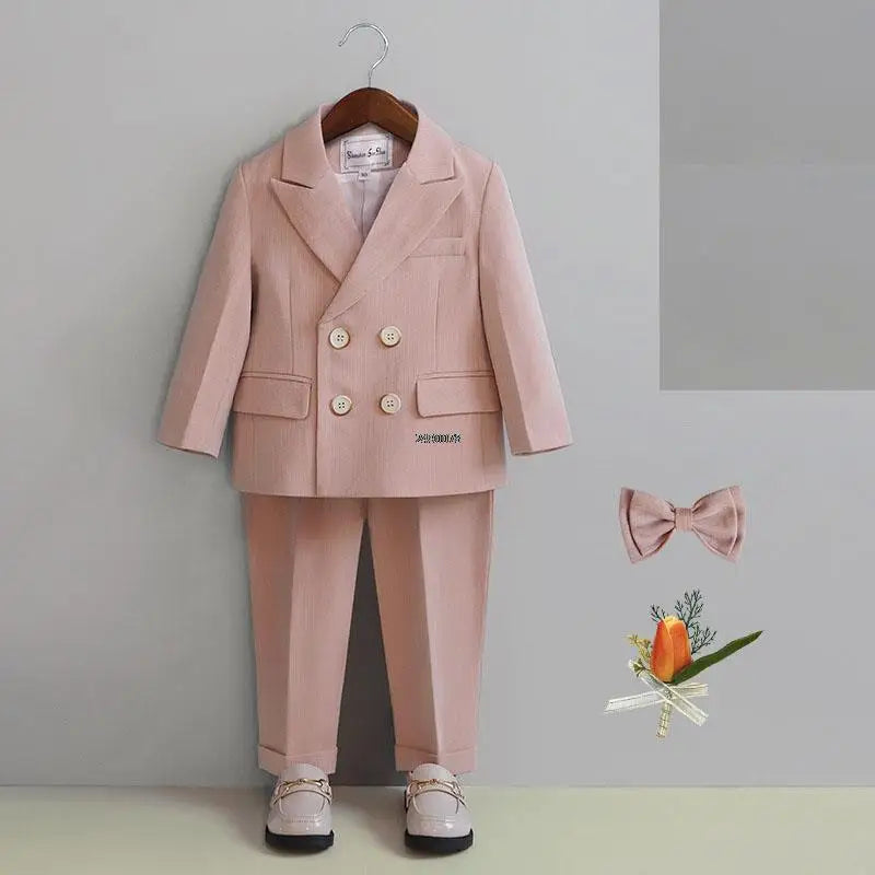 Flower Boys Photography Suit Baby Kids Formal Ceremony Costume Children Birthday Wedding Party Dress Performance Tuxedo Set