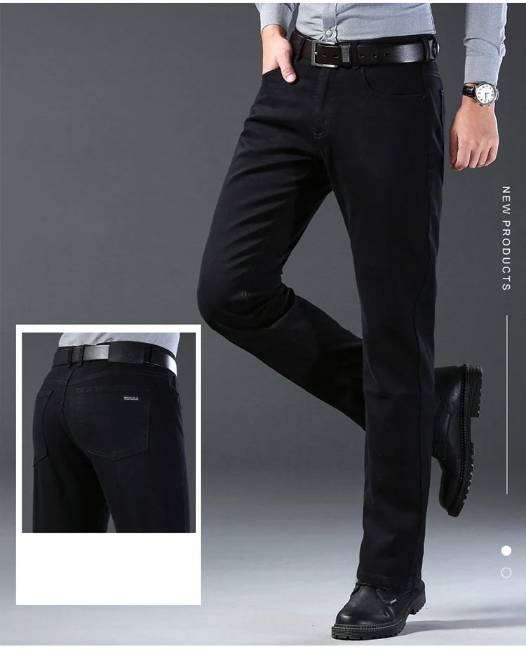 2024 New high-quality Fashion Casual Cotton Business Black  Denim Pants Male Trousers Men's Stretch Regular Fit Jeans