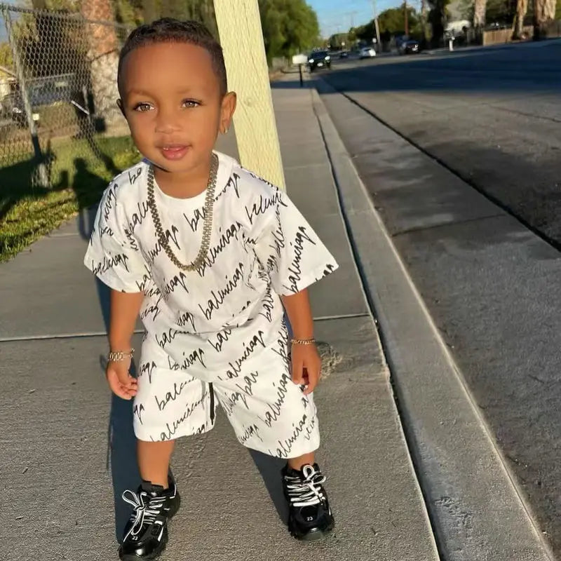 1-6Years Baby Boy Clothes Summer Short Sleeve T-shirt+Shorts Pants 2pcs/sets Toddler Kids Boys Casual Clothing Suits Loose 2023