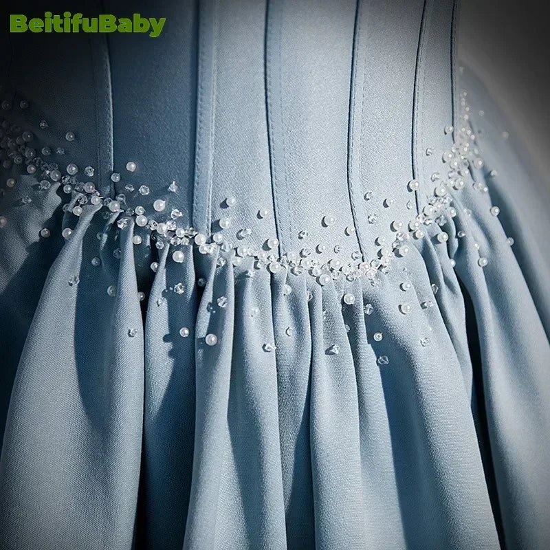 BeitifuBaby Palace Style Women's Evening Dresses Light Luxury Satin Lace-up Slimming Banquet Ball Gown Skirt Prom Dress Vestidos