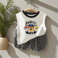 Summer Children Sleeveless Vest and Plaid Shorts 2pcs Sets PAW Patrol Boys Breathable Outfits Baby Girls Casual Clothes  Suit