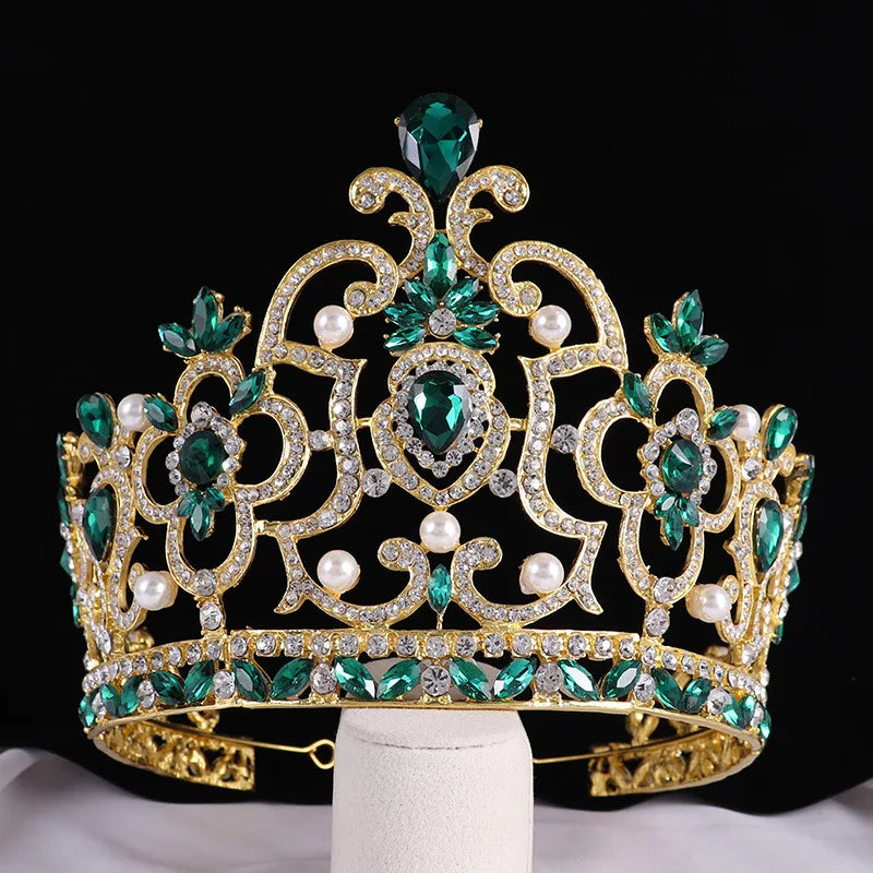 Fashion Wedding Big Crown Bridal Hair Accessories Vintage Big Rhinestone Headbands Romantic Crown Tiaras Party Decoration