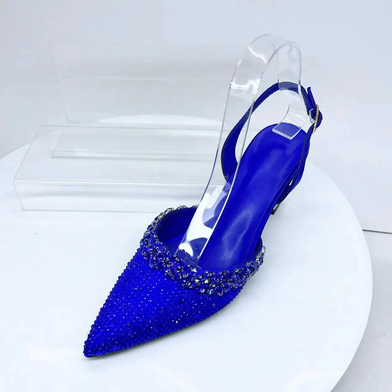 INSIGHTLINK Blue High Heels sandals and Bag Women Gems Dress Shoes Wedding stiletto Sandals Lady Bride high-heeled Stone Shoes