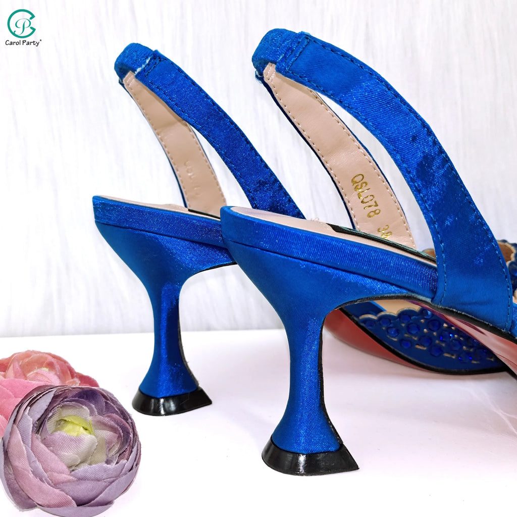 Italian Design Wedding Party Shoes & Small Box Bag Comfortable Noble Thin Heels Sexy Single Shoes Mesh Breathable Women's
