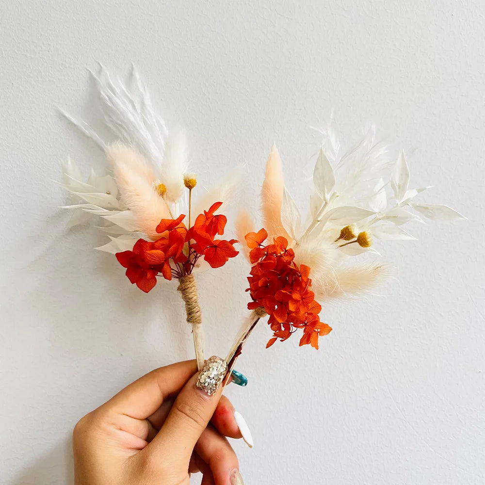 6pcs Mini Dried Flower Bouquet Bohemian Wedding Pampas Rabbit Tail Grass Bridesmaid Flowers Wedding Party Decoration Home Decor