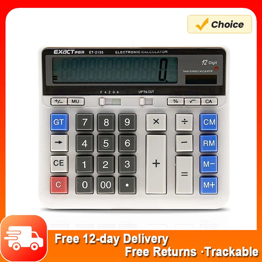 Large Computer Electronic Calculator Counter Solar & Battery Power 12 Digit Display Multi-functional Big Button  for Business