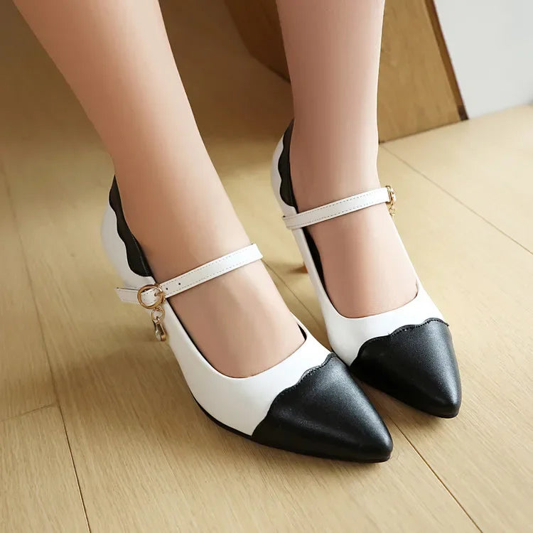 Zapatos De Mujer New Elegant Fahsion Women Shoes High Heels Buckle Strap Pointed Toe Pumps Wedding Shoes Bride Big Size 46 2513