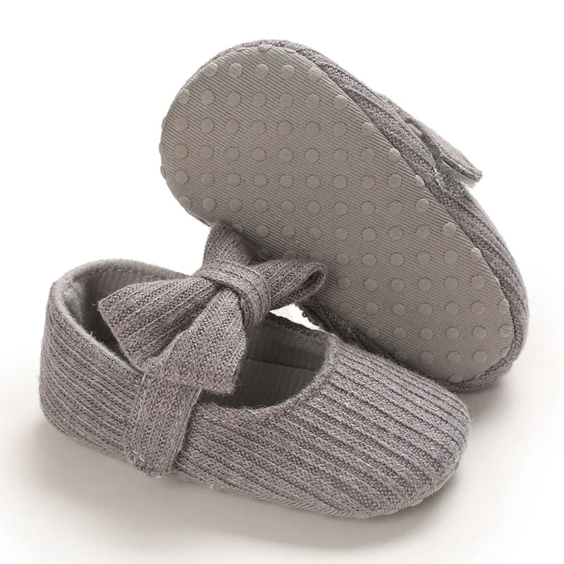 Newborn Toddler Baby Shoes Girl Baby Crib Shoes Princess Flower Bow Baby Cotton Sole First Walker Sneakers 0-18 Months